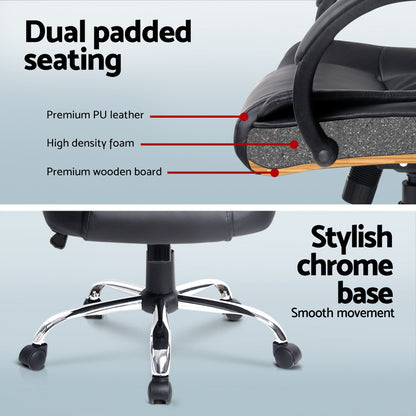 Artiss Computer Desk 120cm Executive Office Chair Set PU Leather High Back Black-Furniture > Office > Desks-PEROZ Accessories
