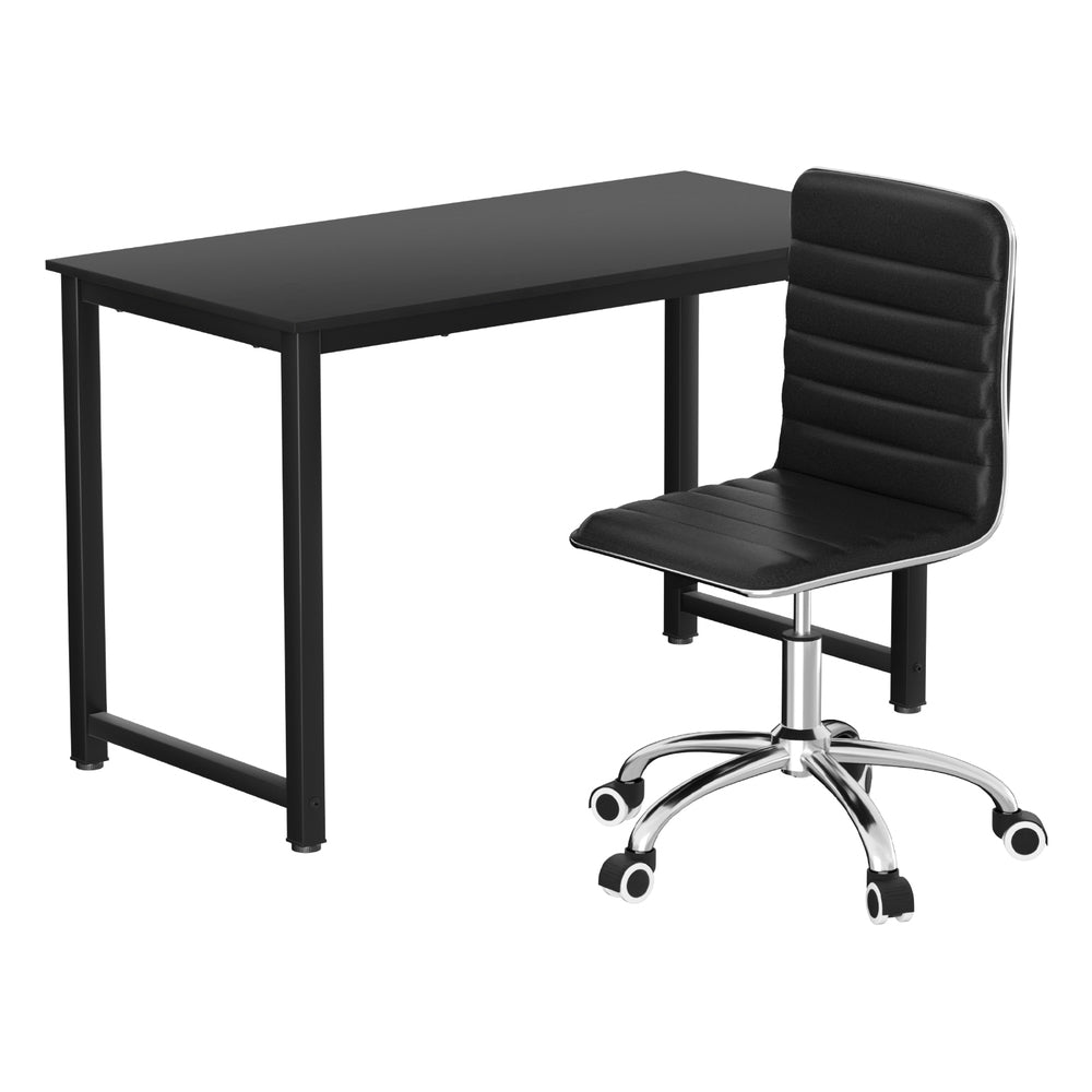Artiss Computer Desk 120cm Executive Office Chairs Set PU Leather Low Back Black-Furniture > Office > Office &amp; Desk Chairs-PEROZ Accessories
