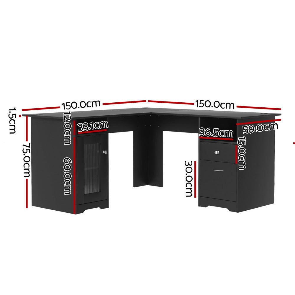 Artiss Computer Desk Home Office Study Desks L-shaped Corner Table with Storage-Furniture > Office > Desks-PEROZ Accessories