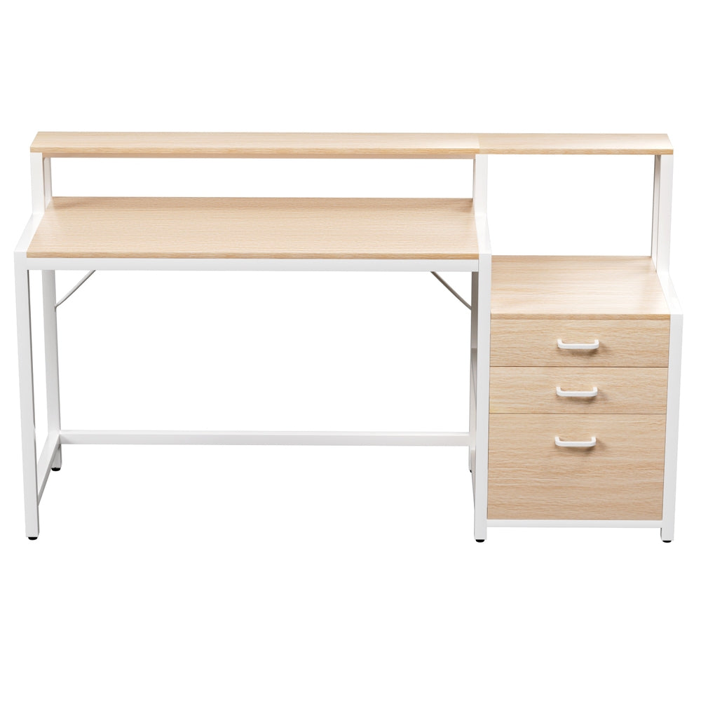 Artiss Computer Desk Home Office Study Table Desks w/Drawers Open Shelf Oak 160CM-Furniture > Office > Desks-PEROZ Accessories
