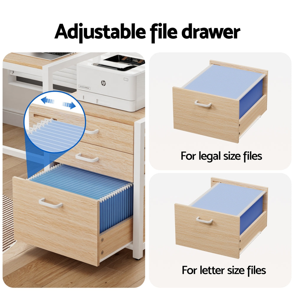 Artiss Computer Desk Home Office Study Table Desks w/Drawers Open Shelf Oak 160CM-Furniture > Office > Desks-PEROZ Accessories