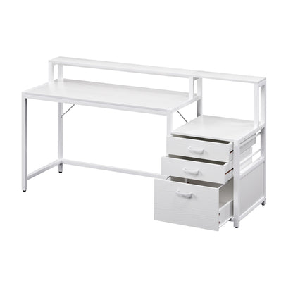 Artiss Computer Desk Home Office Study Table Desks w/Drawers Open Shelf White 160CM-Furniture > Office > Desks-PEROZ Accessories