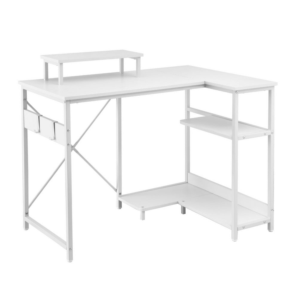 Artiss Computer Desk L-Shape Home Office Study Table Open Shelves White 100CM-Furniture > Office > Desks-PEROZ Accessories