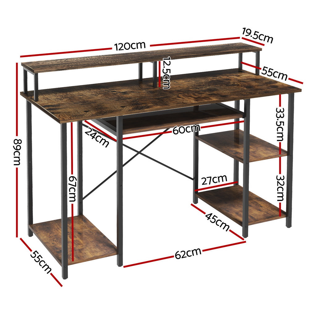 Artiss Computer Desk Laptop Desks Home Office Study Table Open Shelf Brown 120CM-Electronics > Computer Accessories > Laptop Stands-PEROZ Accessories