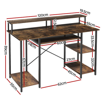 Artiss Computer Desk Laptop Desks Home Office Study Table Open Shelf Brown 120CM-Electronics > Computer Accessories > Laptop Stands-PEROZ Accessories