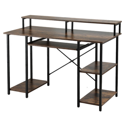 Artiss Computer Desk Laptop Desks Home Office Study Table Open Shelf Brown 120CM-Electronics > Computer Accessories > Laptop Stands-PEROZ Accessories