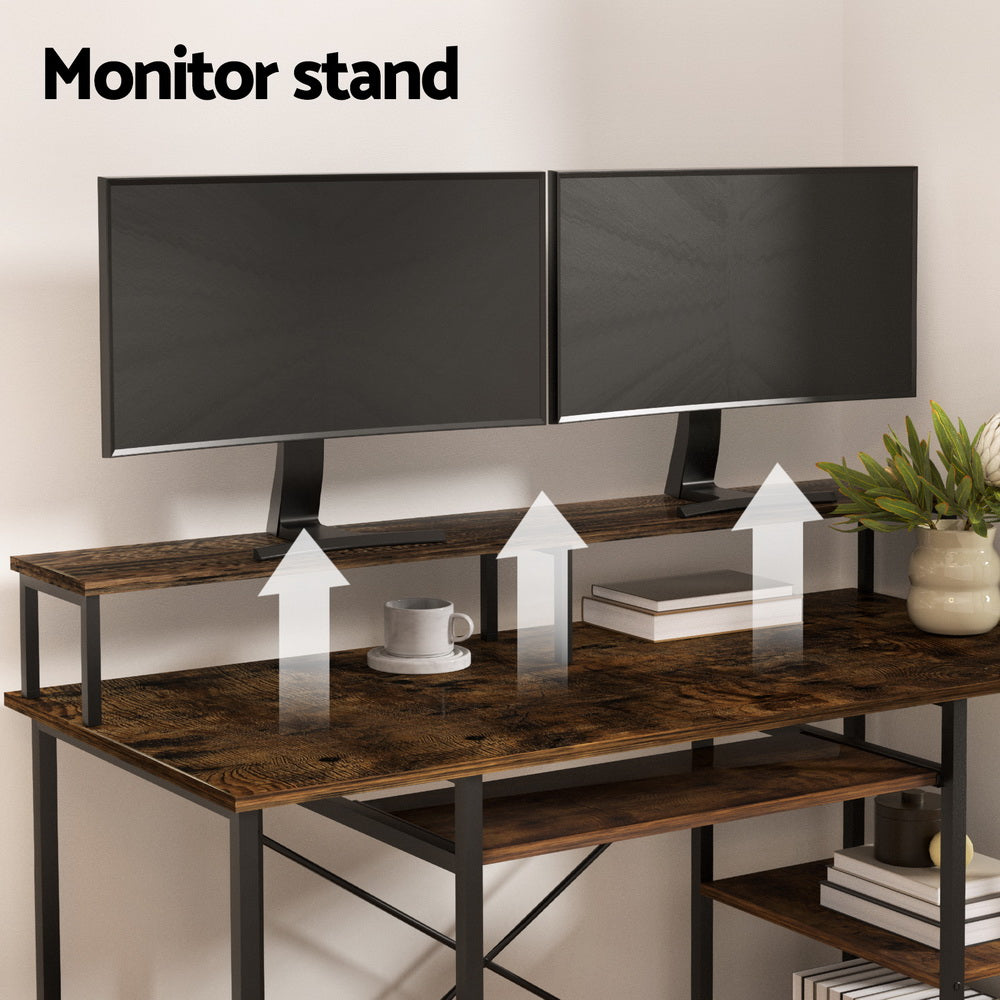 Artiss Computer Desk Laptop Desks Home Office Study Table Open Shelf Brown 120CM-Electronics > Computer Accessories > Laptop Stands-PEROZ Accessories
