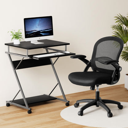 Artiss Computer Desk Mesh Office Chair Set Desks with Keyboard Shelf Try Black-Furniture > Office > Desks-PEROZ Accessories