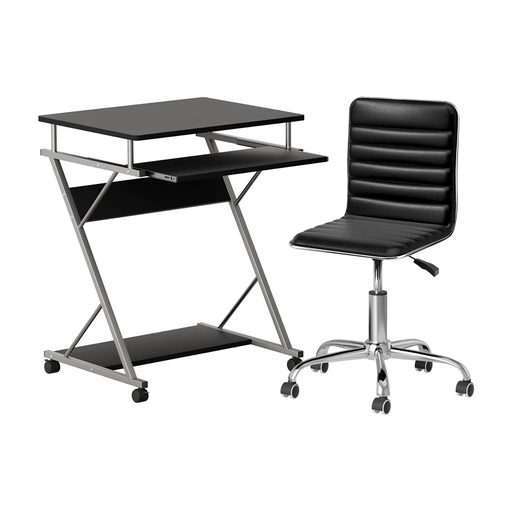 Artiss Computer Desk Office Chair Set Desks with Keyboard Shelf Try Black-Furniture > Office > Desks-PEROZ Accessories