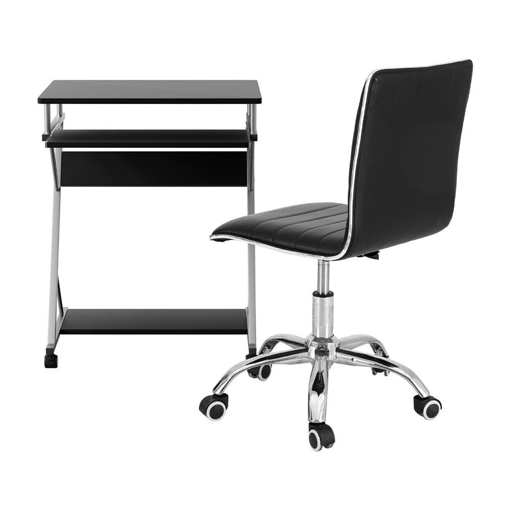 Artiss Computer Desk Office Chair Set Desks with Keyboard Shelf Try Black-Furniture > Office > Desks-PEROZ Accessories