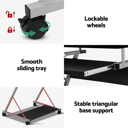 Artiss Computer Desk Office Chair Set Desks with Keyboard Shelf Try Black-Furniture > Office > Desks-PEROZ Accessories