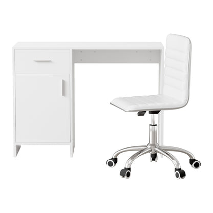 Artiss Computer Desk Office Chair Set PU Leather Home Study Table 100cm White-Furniture > Office > Desks-PEROZ Accessories