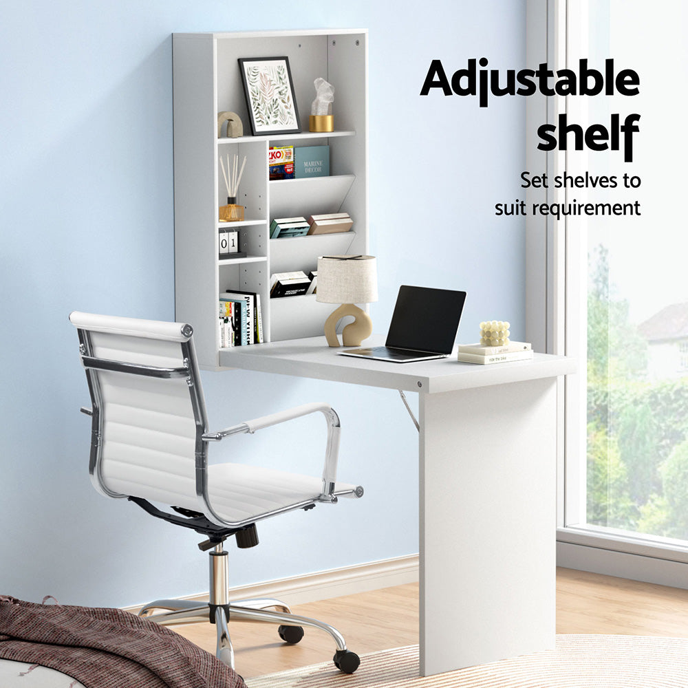 Artiss Computer Desk Office Chair Set PU Leather Wall Mount Foldable Table White-Furniture > Office > Desks-PEROZ Accessories