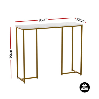 Artiss Console Table Marble Effect White&amp;Gold-Furniture > Living Room > Side Tables-PEROZ Accessories