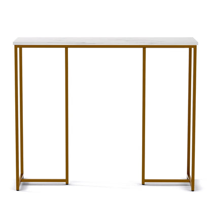 Artiss Console Table Marble Effect White&amp;Gold-Furniture > Living Room > Side Tables-PEROZ Accessories