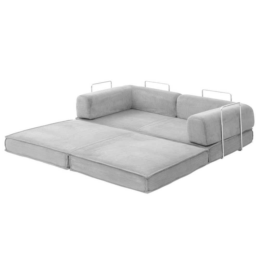 Artiss Convertible Folding Sofa Bed Grey-Furniture > Sofas > Sofas &amp; Sofa Beds-PEROZ Accessories