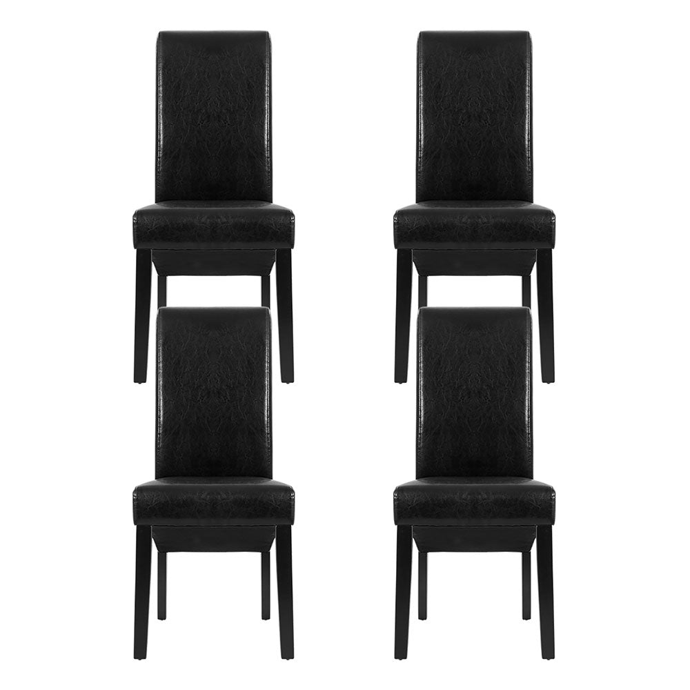 Artiss Dining Chairs Set of 2 Leather Parsons Chair Black-Furniture > Dining > Kitchen &amp; Dining Chairs-PEROZ Accessories