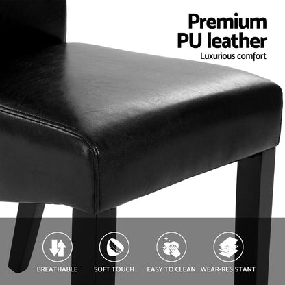 Artiss Dining Chairs Set of 2 Leather Parsons Chair Black-Furniture > Dining > Kitchen &amp; Dining Chairs-PEROZ Accessories