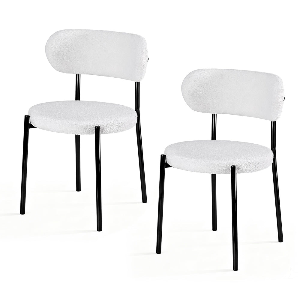 Artiss Dining Chairs Set of 2 Sherpa Boucle White-Furniture > Dining > Kitchen &amp; Dining Chairs-PEROZ Accessories
