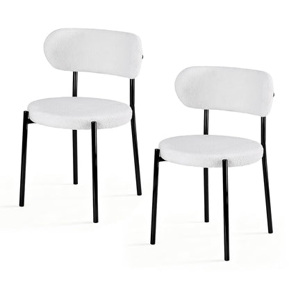 Artiss Dining Chairs Set of 2 Sherpa Boucle White-Furniture > Dining > Kitchen &amp; Dining Chairs-PEROZ Accessories