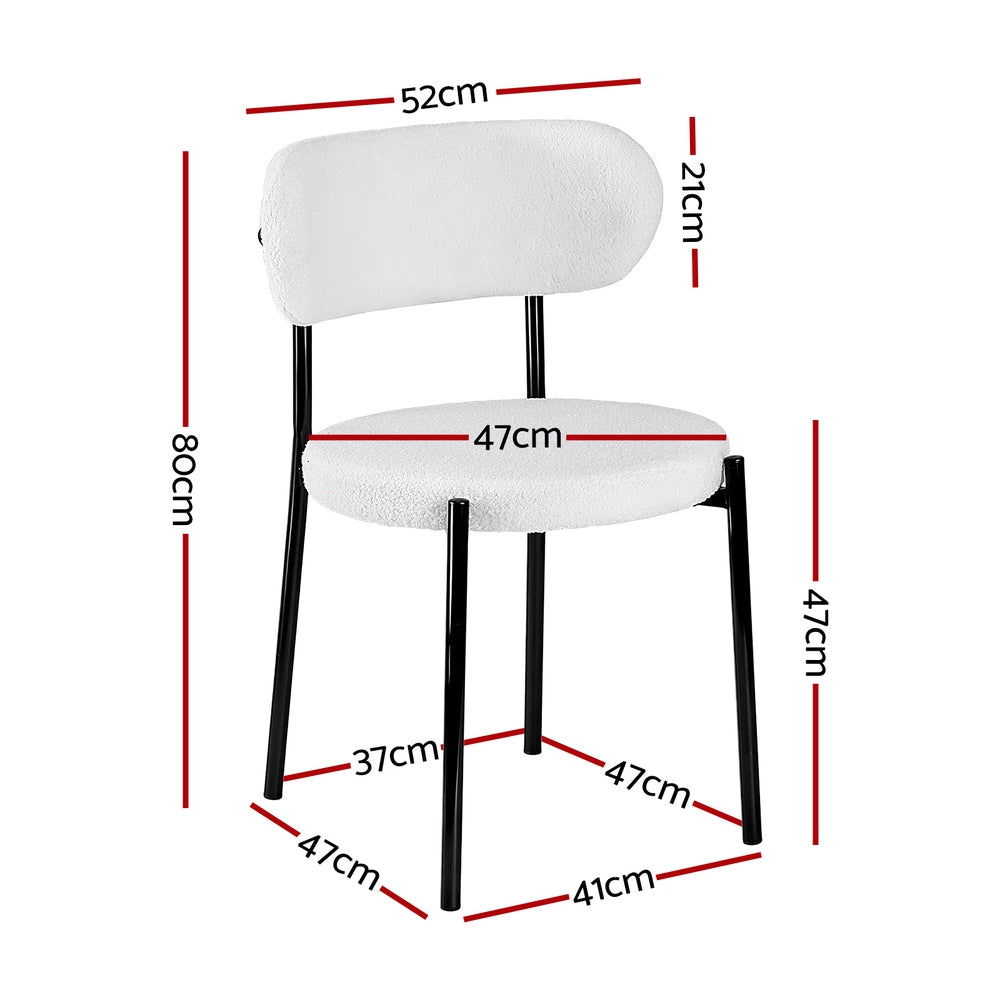 Artiss Dining Chairs Set of 2 Sherpa Boucle White-Furniture > Dining > Kitchen &amp; Dining Chairs-PEROZ Accessories