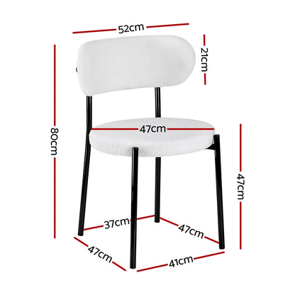 Artiss Dining Chairs Set of 2 Sherpa Boucle White-Furniture > Dining > Kitchen &amp; Dining Chairs-PEROZ Accessories