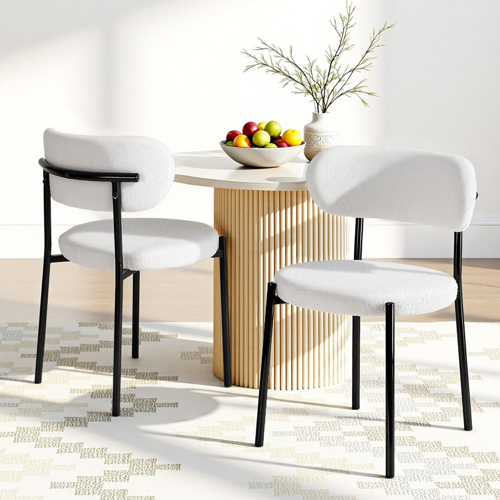 Artiss Dining Chairs Set of 2 Sherpa Boucle White-Furniture > Dining > Kitchen &amp; Dining Chairs-PEROZ Accessories