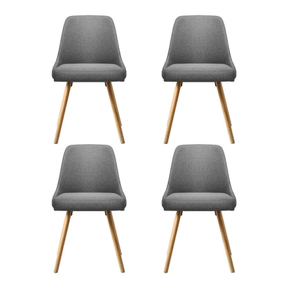 Artiss Dining Chairs Set of 4 Fabric Wooden Grey-Furniture > Dining > Kitchen &amp; Dining Chairs-PEROZ Accessories