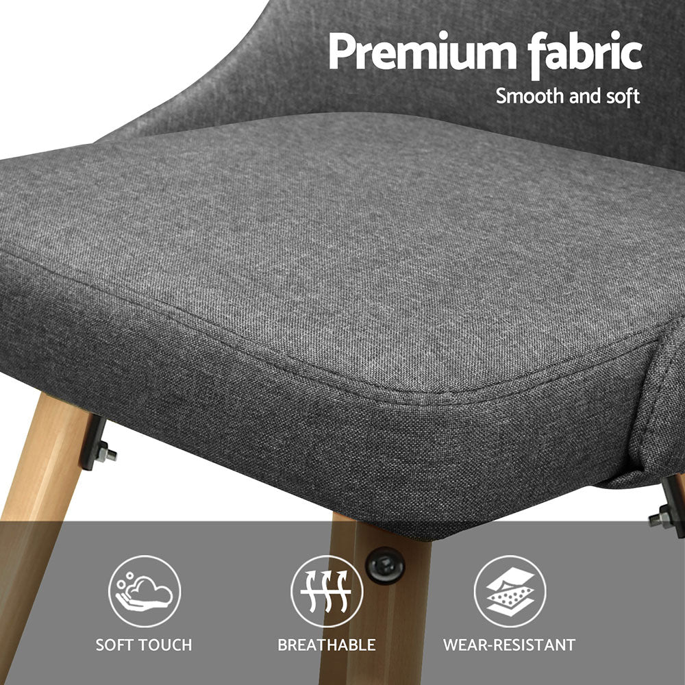 Artiss Dining Chairs Set of 4 Fabric Wooden Grey-Furniture > Dining > Kitchen &amp; Dining Chairs-PEROZ Accessories