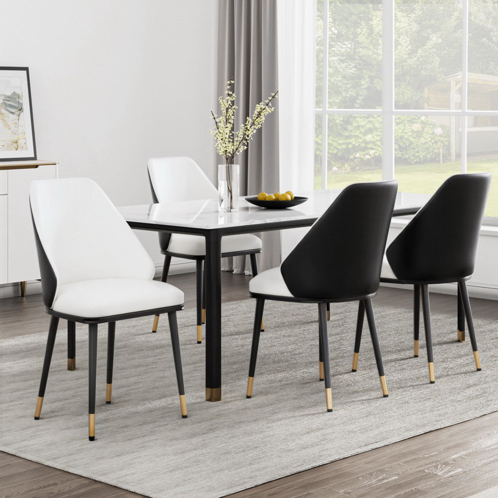 Artiss Dining Chairs Set of 4 Leather Seat Beige and Black-Furniture > Dining > Kitchen &amp; Dining Chairs-PEROZ Accessories