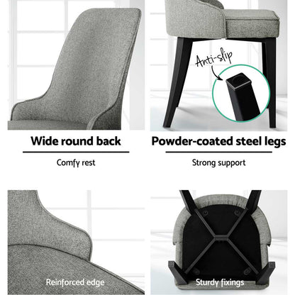 Artiss Dining Chairs Set of 4 Linen Fabric Grey-Furniture > Dining > Kitchen &amp; Dining Chairs-PEROZ Accessories