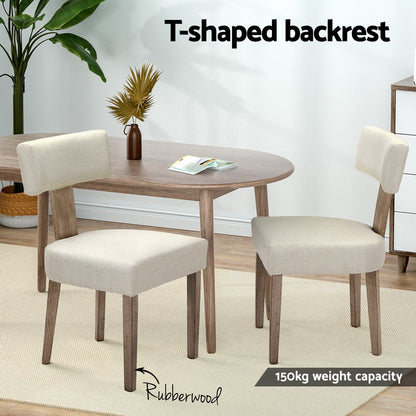 Artiss Dining Chairs Set of 4 Linen Fabric Wooden Beige-Furniture > Dining > Kitchen &amp; Dining Chairs-PEROZ Accessories