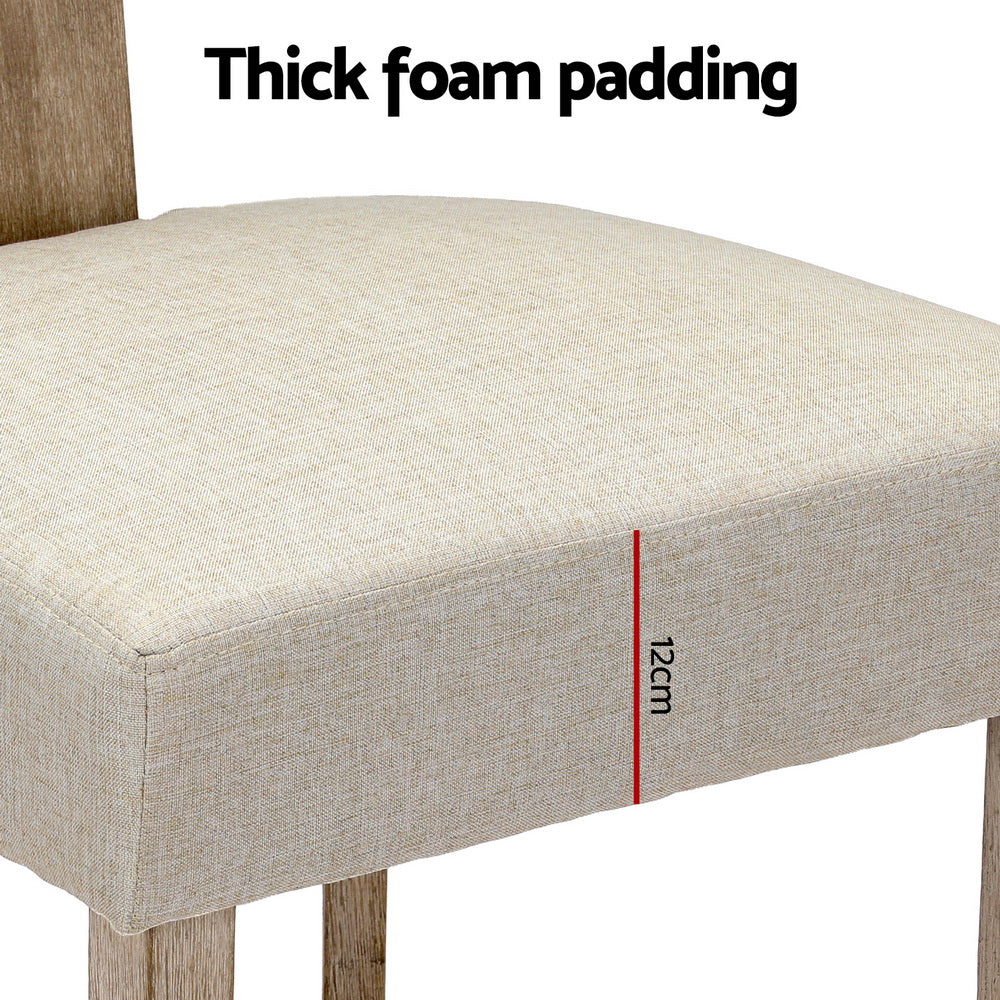 Artiss Dining Chairs Set of 4 Linen Fabric Wooden Beige-Furniture > Dining > Kitchen &amp; Dining Chairs-PEROZ Accessories