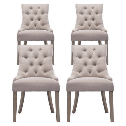 Artiss Dining Chairs Set of 4 Linen French Provincial Beige-Furniture > Dining > Kitchen &amp; Dining Chairs-PEROZ Accessories