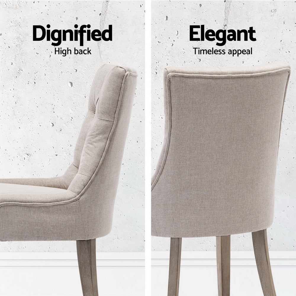 Artiss Dining Chairs Set of 4 Linen French Provincial Beige-Furniture > Dining > Kitchen &amp; Dining Chairs-PEROZ Accessories