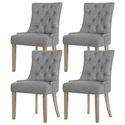 Artiss Dining Chairs Set of 4 Linen French Provincial Grey-Furniture > Dining > Kitchen &amp; Dining Chairs-PEROZ Accessories