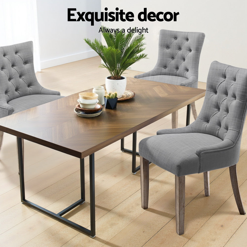 Artiss Dining Chairs Set of 4 Linen French Provincial Grey-Furniture > Dining > Kitchen &amp; Dining Chairs-PEROZ Accessories