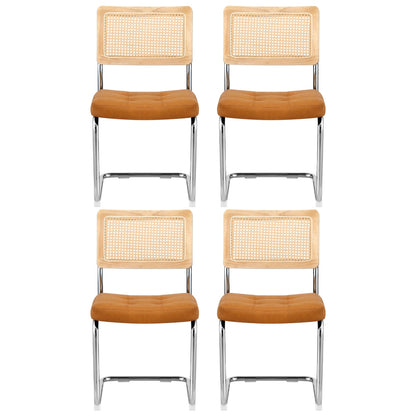 Artiss Dining Chairs Set of 4 PU Leather Rattan Cantilever Brown-Furniture > Dining > Kitchen &amp; Dining Chairs-PEROZ Accessories
