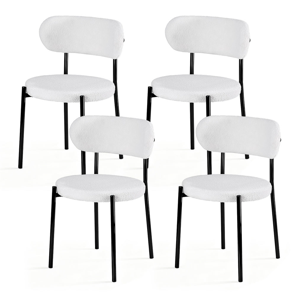 Artiss Dining Chairs Set of 4 Sherpa Boucle White-Furniture > Dining > Kitchen &amp; Dining Chairs-PEROZ Accessories