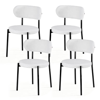 Artiss Dining Chairs Set of 4 Sherpa Boucle White-Furniture > Dining > Kitchen &amp; Dining Chairs-PEROZ Accessories