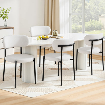 Artiss Dining Chairs Set of 4 Sherpa Boucle White-Furniture > Dining > Kitchen &amp; Dining Chairs-PEROZ Accessories