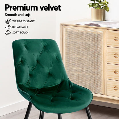 Artiss Dining Chairs Set of 4 Velvet Diamond Tufted Green-Furniture > Dining > Kitchen &amp; Dining Chairs-PEROZ Accessories