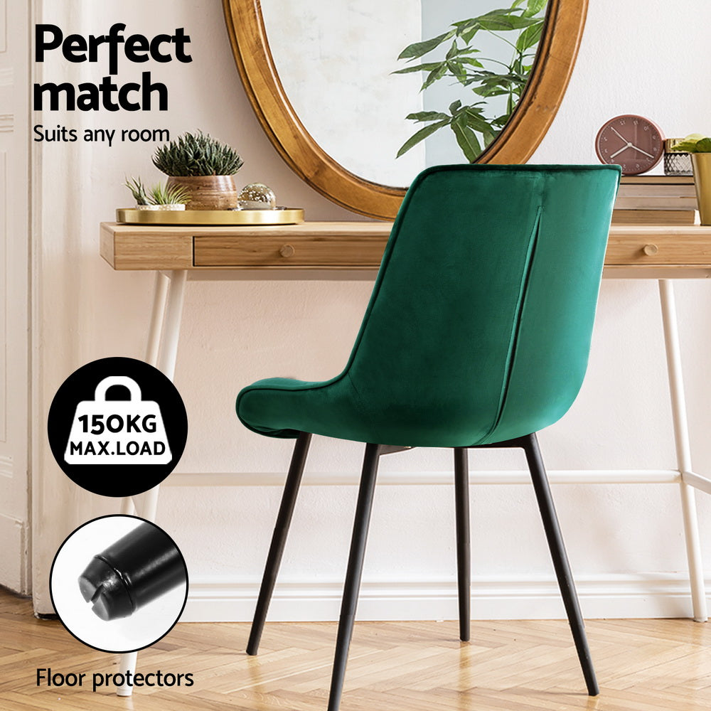 Artiss Dining Chairs Set of 4 Velvet Diamond Tufted Green-Furniture > Dining > Kitchen &amp; Dining Chairs-PEROZ Accessories