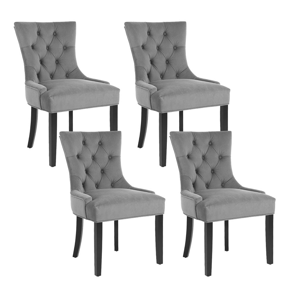 Artiss Dining Chairs Set of 4 Velvet French Provincial Grey-Furniture > Dining > Kitchen &amp; Dining Chairs-PEROZ Accessories