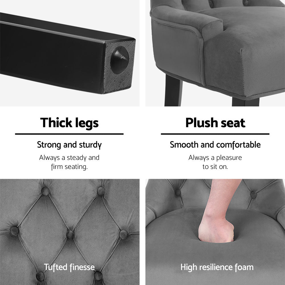 Artiss Dining Chairs Set of 4 Velvet French Provincial Grey-Furniture > Dining > Kitchen &amp; Dining Chairs-PEROZ Accessories