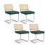 Artiss Dining Chairs Set of 4 Velvet Rattan Cantilever Green-Furniture > Dining > Kitchen & Dining Chairs-PEROZ Accessories