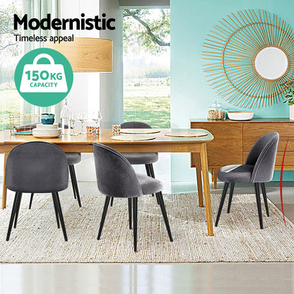 Artiss Dining Chairs Set of 4 Velvet Solid Curved Dark Grey-Furniture > Dining > Kitchen &amp; Dining Chairs-PEROZ Accessories