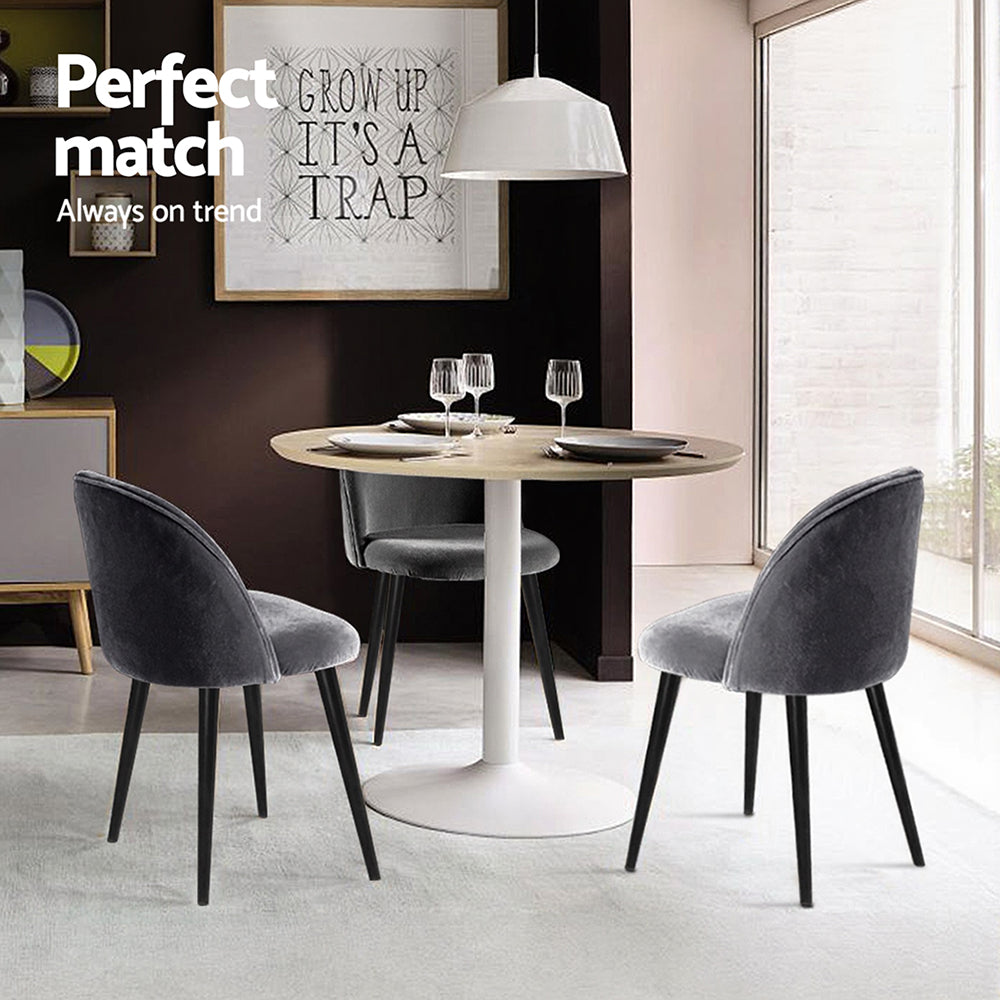 Artiss Dining Chairs Set of 4 Velvet Solid Curved Dark Grey-Furniture > Dining > Kitchen &amp; Dining Chairs-PEROZ Accessories