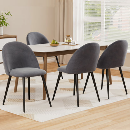 Artiss Dining Chairs Set of 4 Velvet Solid Curved Dark Grey-Furniture > Dining > Kitchen &amp; Dining Chairs-PEROZ Accessories