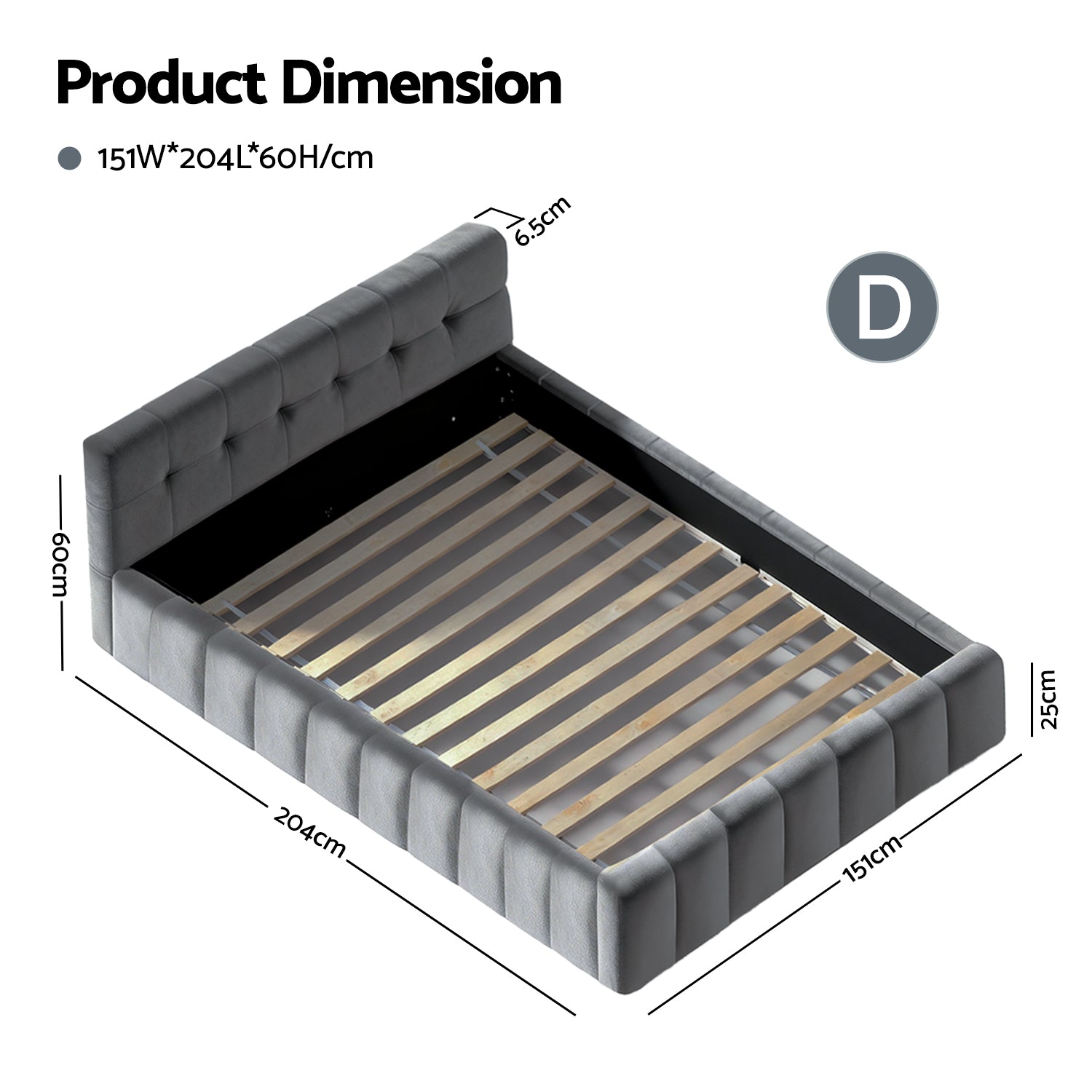 Artiss Double Size Bed Frame Plush Soft Headboard Velvet Platform Base for Modern Bedrooms Grey-Furniture > Bedroom > Beds &amp; Bed Frames-PEROZ Accessories